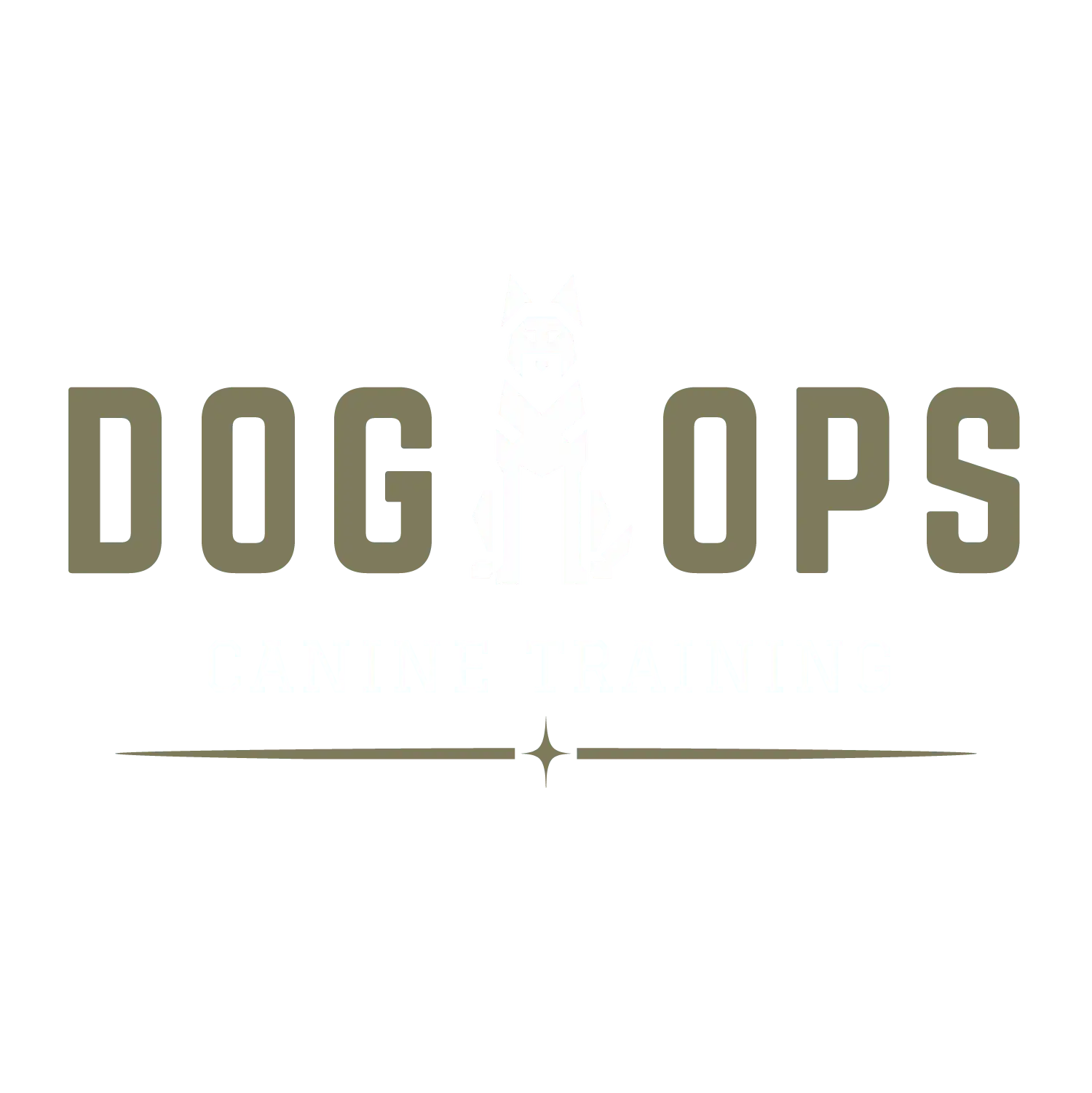 Dog Ops LLC logo featuring a stylized dog illustration and the text "DOG OPS CANINE TRAINING," emphasizing professional dog training services in Mount Pleasant, SC.